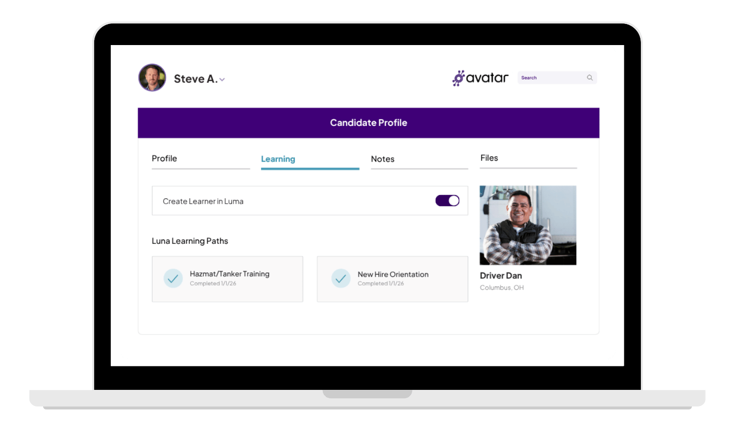 Avatar DriverHub and Luma Integration Assign Training, Track Completion & Store Certificates in DriverHub