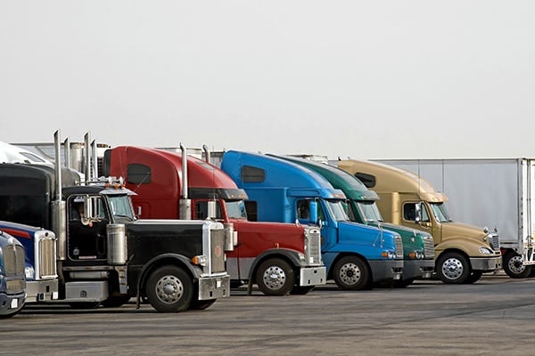 semi trucks parked