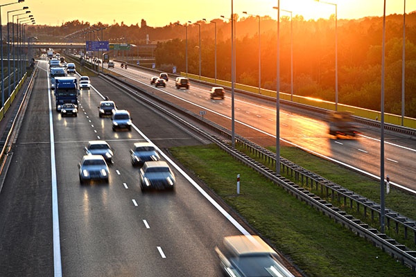 Four lane controlled-access highway in Poland.