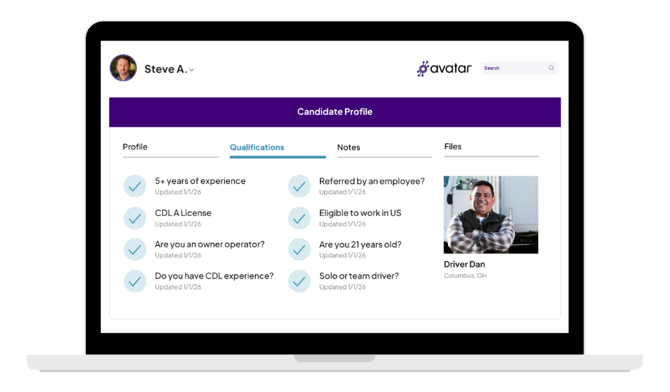 Qualifications Questions in DriverHub
