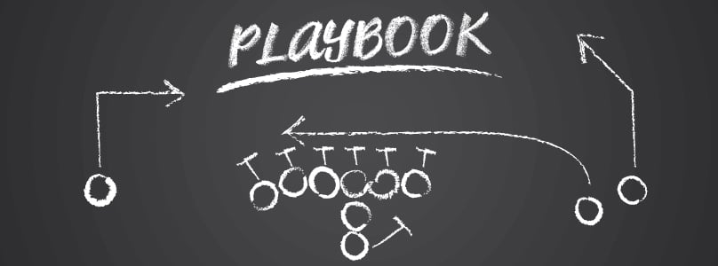 chalk drawing of an advertising playbook 